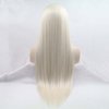 melody wig Long Blonde Straight Lace Front Wigs #60 Platinum Blonde Natural Heat Resistant Synthetic Hair Half Hand Tied Wigs Pre Plucked 150% Density