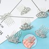 Honbay 6PCS 3.8cm/1.5In Mini Sparkling Rhinestone Princess Tiara Crown with Hair Comb Flower Girl Bridal Crown Shiny Crystal Crown Hair Comb Party Headdress Hair Accessories