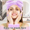 FOSUYI Spa Headband for Washing Face Sponge Bubble Headbands Face Wash headband and wristband set for Women Girls Makeup Skincare Cute Head Wear Portable Hair Accessory for Travel (Purple02)