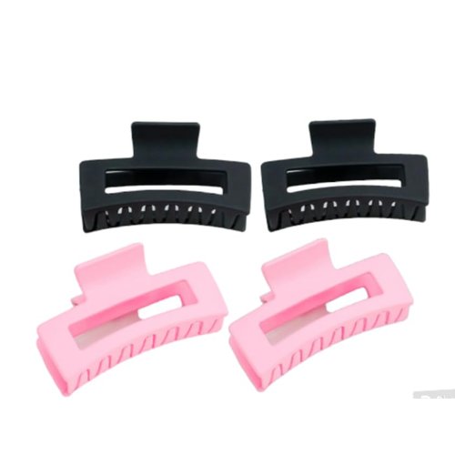 "DANYTZA 4pcs 3.5 Inch Medium Claw Clips - Perfect for Thick and Thin Hair Hair clips - Stylish Matte Square Design - 2 Black, 2 Pink - Ideal for All Hair Types."