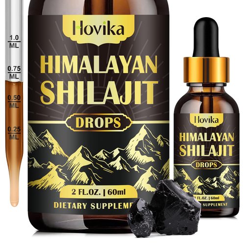 Pure Himalayan Shilajit Resin Supplement, Shilajit Liquid Drops 600mg Golden Shilajit with Fulvic Acid & 85+ Trace Minerals, Organic Ayurvedic Blend for Energy, Strength, Immunity Support, 2 Fl Oz