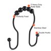 Goowin Shower Curtain Hooks, 12 Pcs Shower Curtain Rings, Stainless Steel Black Shower Curtain Hooks, Shower Curtain Rings Rust Proof, Smooth Sliding Anti-Drop Double Shower Rings for Curtain (Black)