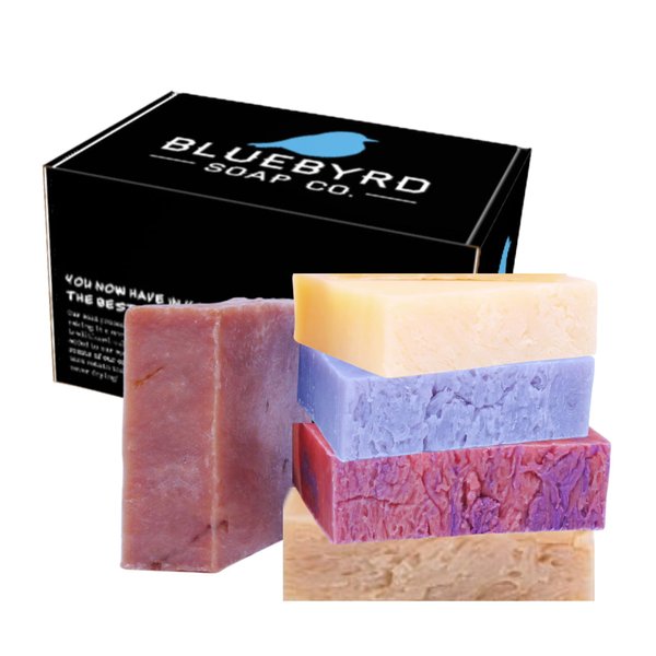 Bluebyrd Soap Handmade Natural Floral Soap Bar Gift Set for Women | 5 Pack Gentle Cleansing Bars, Luxury Perfumed Soap, Floral Scents - Honeysuckle, Lilac, Jasmine, Gardenia, Tobacco Blossoms (Floral)