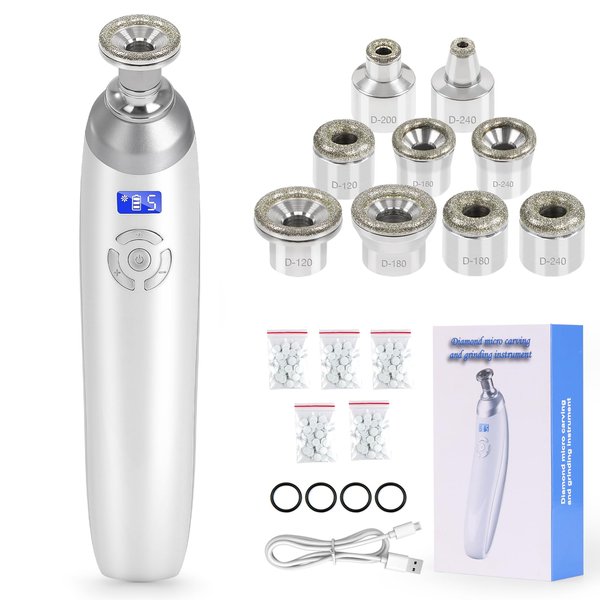 Beauty Star Upgraded Cordless Diamond Microdermabrasion Machine, Portable Dermabrasion Crystal for Facial Skin Care Tool, Face Pore Vacuum Glow Devices Kit, Home Use Microderm Equipment