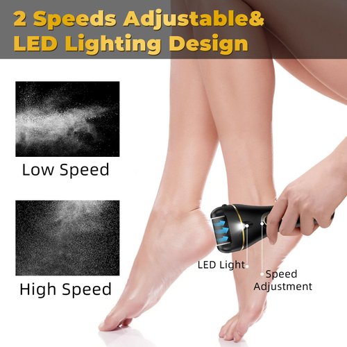 7d24hcare Electric Callus Remover for Feet, 16 Pack Rechargeable Pedicure Kit, Waterproof Foot Scrubber Tool with 3-Roller Head & 2-Speed for Cracked Heels & Dead Skin