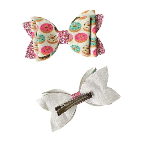 Doughnuts Glitter Hair Bow Set/ 2 Bows/Birthday Bows/Cosplay Bows/Cartoon Inspired Hair Bows by Inspired Bows