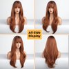 BLONDE UNICORN Orange Wigs for Women Long Auburn Red Wig with Bangs Layered Wigs for Women Red Wigs Auburn Hair Wigs for Women Cosplay Wigs