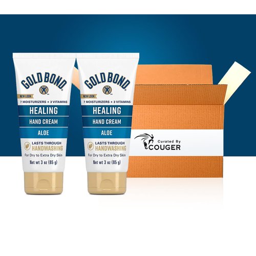 GoldBond Healing Hand Cream, 3 oz., With Aloe, Moisture That Lasts Through Handwashing (2-Pack) bundle with Couger Card