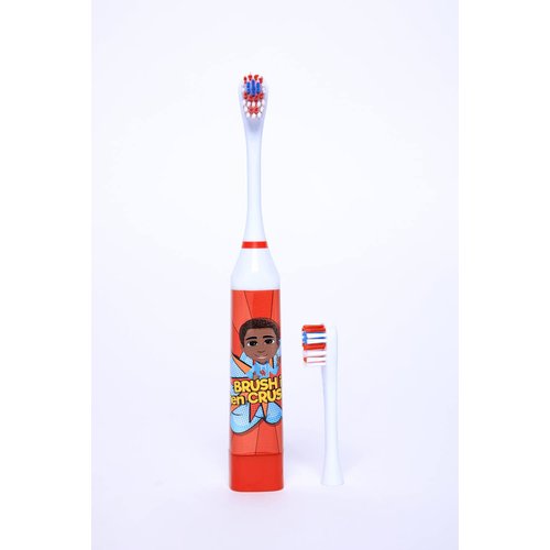 Our Reflections Kids Battery Powered, 2 Toothbrush Heads, Soft Bristles, Ages 3 and up. (John Electric Toothbrush, Red)