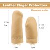 2 Pairs Leather Finger Protector Needle Felting Knitting Finger Thimble Guards Tools for Hand Craft Sewing Needlework Handmaking(Random Color)