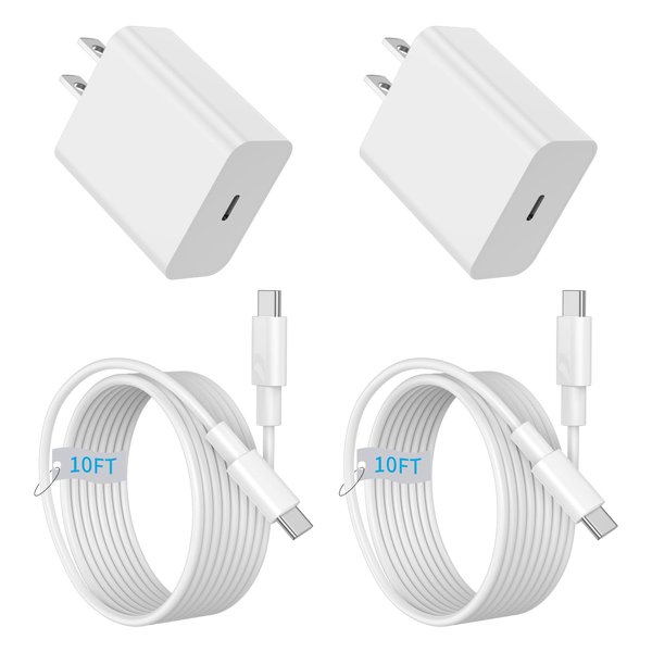 iPhone 16/15 Pro Max Charger Fast Charging, 20W PD USB C Charger Block with 10FT Long USB C to C Charging Cable Cord for iPhone 15 Pro Max/15Pro/15/16Plus,iPad Pro/Air, Samsung/Android Phone Tablet