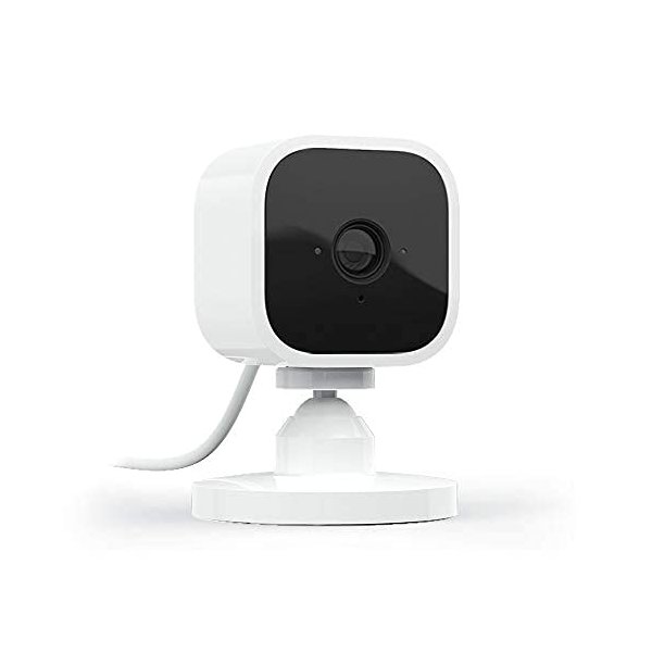 Blink Mini – Compact indoor plug-in smart security camera, 1080p HD video, night vision, motion detection, two-way audio, easy set up, Works with Alexa – 1 camera (White)