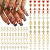 120Pcs Gold Nail Charms Set, Cross Nail Art Jewelry 3D Heart Crystal Rhinestone Gold Rose Charms Virgin Mary Nail Gems, 3D Y2K Nail Charms Luxury Nail Decoration Manicure Design Craft DIY Decoration