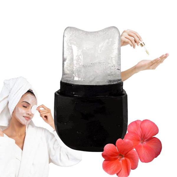 ICE ROLLER - Smoothing, Upgraded V- Shaped Design, DIY Face Massage, Food-Grade Leak- Proof Silicone Cube, Facial Beauty Roller, Gift for Women, Black