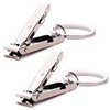 munkees Ultra-Thin Nail Clippers Keychain, Mini Foldable Nail Cutter with Key Ring, Small Portable Stainless Steel Pocket Manicure Set for Travel, Camping, & Outdoors (Silver-2pcs)