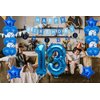 Pargleev 13th Birthday Party Decorations for Boys Girls in Blue Comprise Balloons with Swirl Decorations, A Happy Birthday Banner, A Set of 32in "13" Numbers and Star Foil Balloons in Blue.