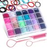 360PCS Elastic Hair Ties, Small Ponytail Holders with Clear Organizer Box, No Crease Hair Ties for Kids Girls Baby Toddle, 24 Colors Hair Ties with Hair Tail Tools, Rat Tail Comb, Kids Hair Accessory