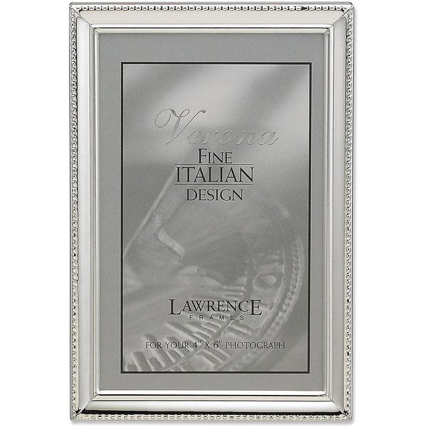 Lawrence Frames 11646 Polished Silver Plate 4x6 Picture Frame - Bead Border Design