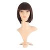 MapofBeauty Short Straight Wigs Flat Bangs Wigs (Dark Brown)