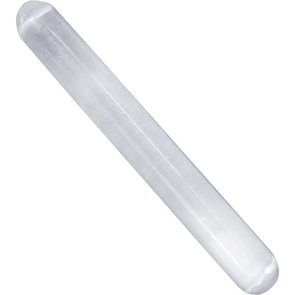 NORTHLANDZ Selenite Crystal Massage Wand 6 Inches, Moroccan White Healing Crystals for Anxiety Relief, Yoga, and Meditation, Ideal for Gift and Home Decor