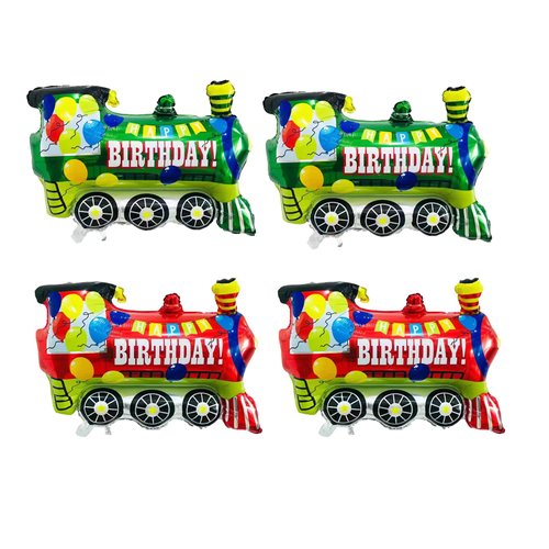 4PCS Jumbo Train Foil Balloons Colorful Train Mylar Balloons for Car Themed Party Supplies Decorations Baby Shower Wedding Birthday Party Favors