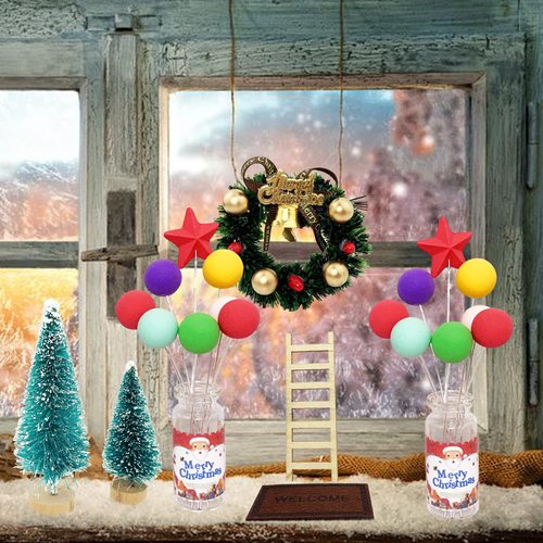 PrettyLife 2 Sets Miniature Dollhouse Colorful Balloon Star with Bottle Garden Bonsai Micro Landscape Christmas Decoration for Mini Fairy Garden Home Party Decoration (Assorted Color)