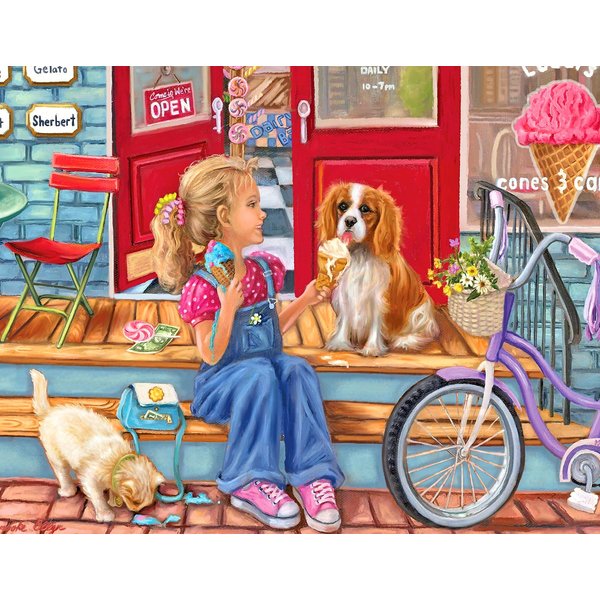 100 Piece Puzzles for Kids Pay Day Cones Puzzles 100 Piece Puzzles for Adults, Girl Sharing Icecream with Dog Cat Puzzle 100 Piece Seniors Puzzle Kids Puzzles 100 Piece Funny Puzzles 100 Piece Puzzle