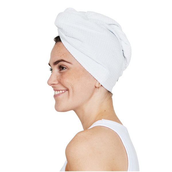 Dock & Bay Turban Hair Towel - for Home & The Beach - Super Absorbent, Quick Dry - Classic - Crystal White, One Size