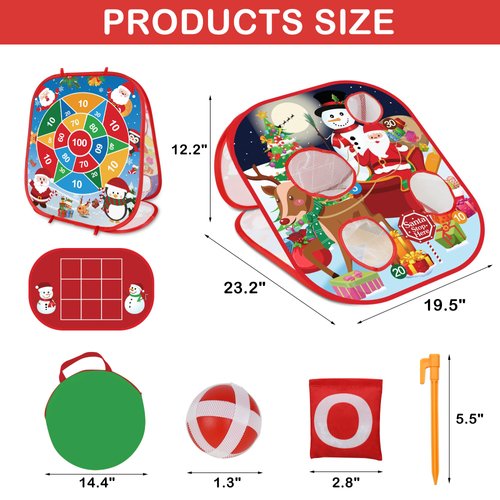 Christmas Bean Bag Toss Games for Kids Adults, Christmas Party Games for Families Outdoor Indoor Holiday Dart Board for Kids Carnival Games Toys Christmas Party Favors Gifts for Boys Girls Yard Games