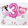 InBy 18pcs Farm Animal Balloons for 3rd Birthday Party Decorations Pig Cow Head Third Farm Animal Theme Balloon Garland Arch 40" Number 3 Foil Balloon 12" Latex Balloon Baby Girl Shower Party Supplies