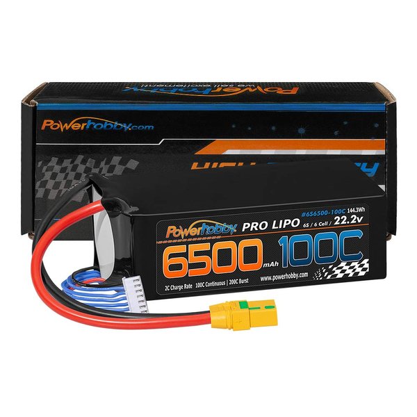 Powerhoby 6S 22.2V 6500mAh 100C Lipo Battery Soft Case 6-Cell w XT90 Plug Fits : Arrma Kraton/Outcast/Talion/Typhon