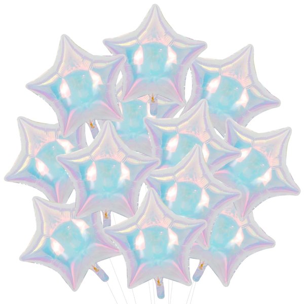 Iridescent Star Foil Balloons, 12Pcs 18 Inch Star Shaped Balloon for Wedding Birthday Bachelorette Party Decorations