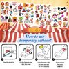 Circus Temporary Tattoos - Animal Clown Magical Circus Birthday Decorations Carnival Party Favors Supplies Gift Idea Holiday Festival For Boy Girls