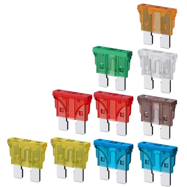 10 PCS Standard Fuse Assortment Kit, (5A 7.5A 10A 15A 20A 25A 30A) Car Fuses Assortment Kit, Blade Fuse Kit Assortment Replacement Fuses for Car/SUV/RV/Truck/Boat