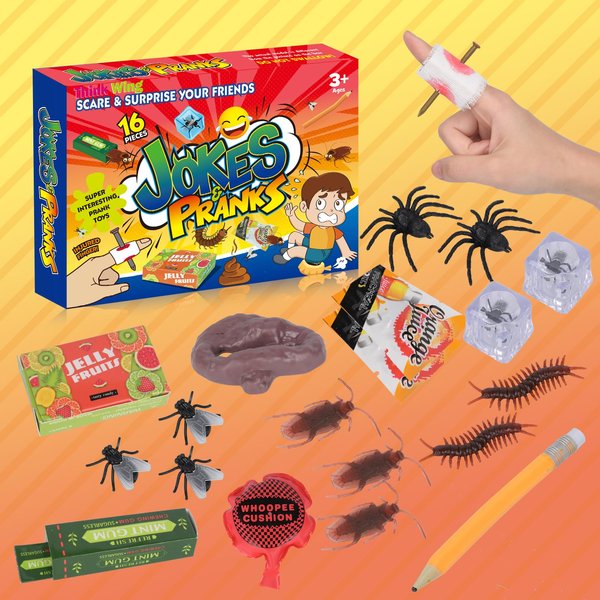 Think Wing Prank Kit Funny Gag Gifts, Joke Box Ultimate Gift Set, Practical Jokes Perfect Party Favors 20 PCS Pranks for Kids Adults, April Fools Novelty Toys for Playing Jokes