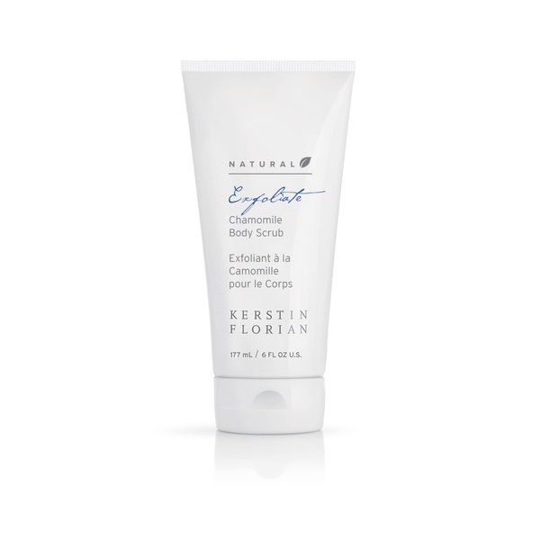 Kerstin Florian Natural Chamomile Body Scrub, Exfoliating Body Wash for Smooth Skin, Gentle Buffing Grains Reveal Skin's Natural Glow, Organic Bath and Shower Skincare, 6 fl oz