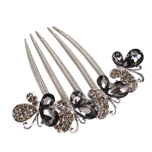 Sankuwen Flower Rhinestones Hair Combs Accessories,Perfect Mother's Day Gifts,Brithday gifts(Style B,Grey)