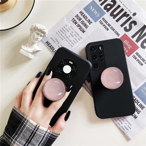 WUYULB Clear Glitter Pink Rose Gold Marble Design Expandible Collapsible Mobile Phone Grip Cell Phone Stand Holder for Smartphones Cellphone Accessory