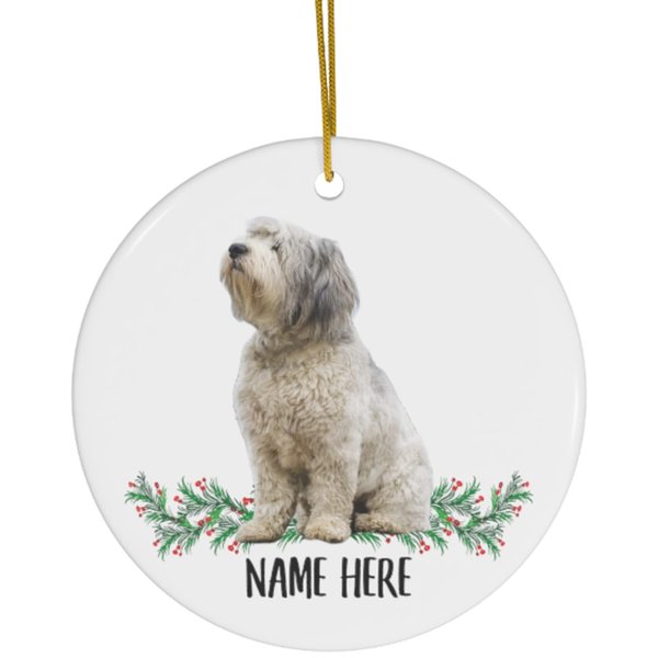 Funny Personalized Name Polish Lowland Sheepdog Cream Grey Gifts 2025 Christmas Tree Ornaments Circle Ceramic