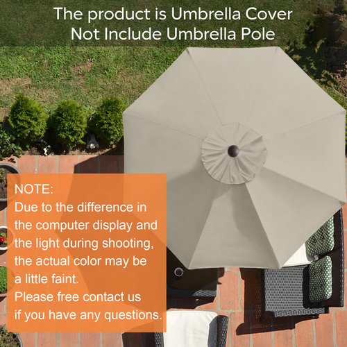 EliteShade USA Sunumbrella 9ft Replacement Covers 8 Ribs Market Patio Umbrella Canopy Cover (CANOPY ONLY) (Beige)