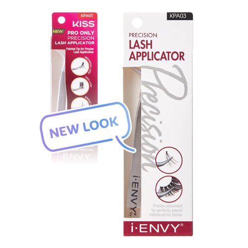 iENVY by Kiss Lash Applicator Tool, Precision Professional DIY Fales Eyelashes Extension Tweezers, Stainless Steel Curved Design for Individual, Cluster, Trio, Strip Lashes (Silver)