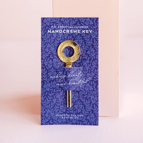 LOLLIA Handcreme Tube Key - Easy to Use Tube Squeezer Tool, Hand Cream Gift Pairing, Hand Lotion Accessory Gold Key, Charming Floral Printed Key for Metal Cream Tube