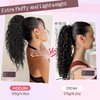 HOOJIH Ponytail Extension, Curly Wavy Drawstring Ponytail Hair Extensions Extra Fluffy Fake Pony Tail Extension 18 Inch Synthetic Hairpiece for Women Daily Use - Mixed Brown