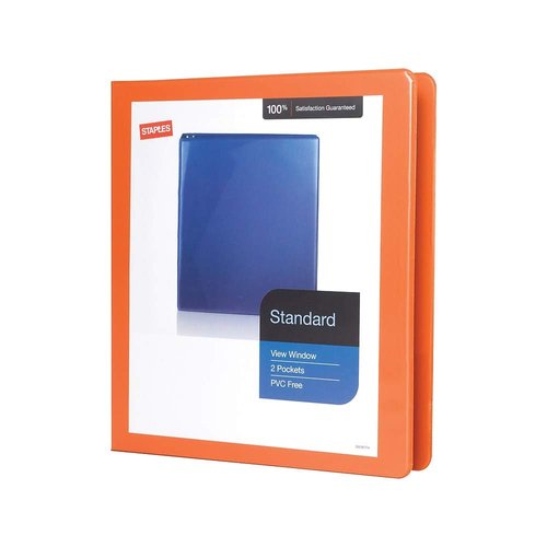 Staples 82654 Standard 1-Inch 3-Ring View Binder Orange (26436-Cc)