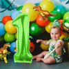 LEBERY Dinosaur Number 1 Ballloon, 40 Inch Green Number 1 Balloon, Mini Dino Foil Balloons Baby Dinosaur Balloons for Kid Dino Theme Jungle Birthday Baby Shower Party Decorations