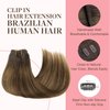 GOO GOO Clip in Hair Extensions Real Human Hair, 18inch 120g 7Pcs, 4D/14/5B Brunette Balayage, Remy Human Hair Extensions Clip ins for Women, Natural Human Hair