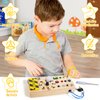 WOODMAM Montessori Toddler Busy Board, Baby Sensory Board Travel Toys with Strap, Wooden Planets Busy Board with LED Light, Learning Toys Birthday for Boy Girl Age 3+