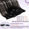 LaaVoo Human Hair Clip in Extensions Black Ombre Clip in Hair Extensions Real Human Hair Ombre Off Black Fading to Silver Grey Balayage Remy Hair Extensions Clip ins Silky Straight 16 Inch 5pcs 80g