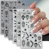 6Sheets Ghost Nail Stickers for Nail Art,5D Micro-Relief Halloween Ghost Nail Decals Scary Spider Charms Skull Bat Nail Decoration Bloody Nail Accessories for Women Acrylic Manicure Holiday Supplies