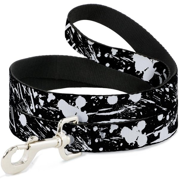 Buckle-Down Pet Leash - Splatter Black/White - 4 Feet Long - 1" Wide
